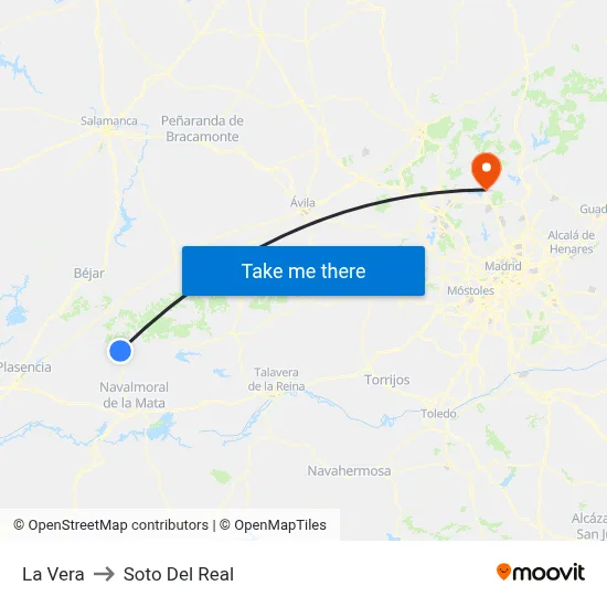 La Vera to Soto Del Real map
