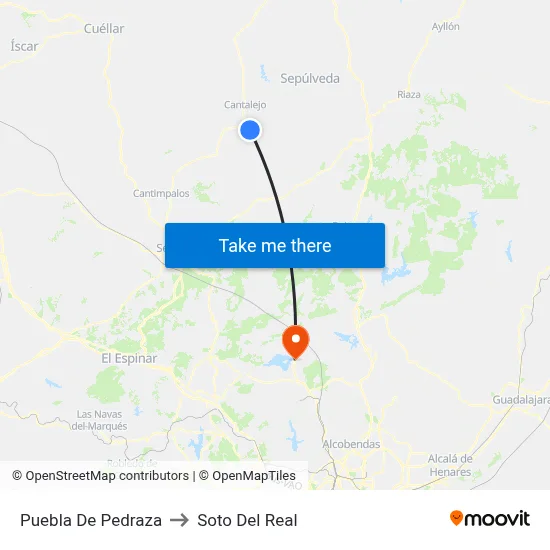 Puebla De Pedraza to Soto Del Real map
