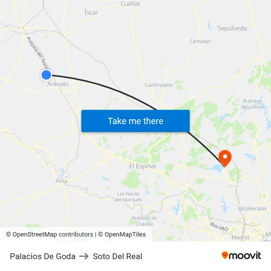 Palacios De Goda to Soto Del Real map