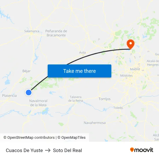 Cuacos De Yuste to Soto Del Real map