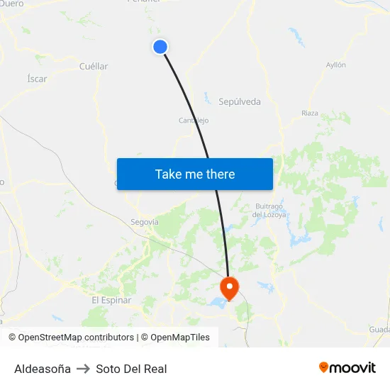 Aldeasoña to Soto Del Real map