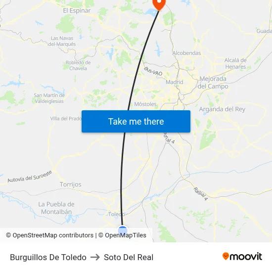 Burguillos De Toledo to Soto Del Real map