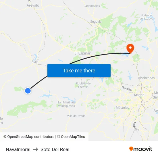 Navalmoral to Soto Del Real map