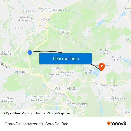 Otero De Herreros to Soto Del Real map