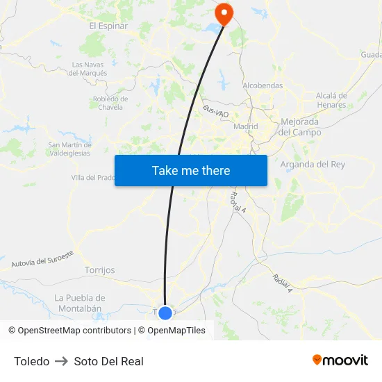 Toledo to Soto Del Real map