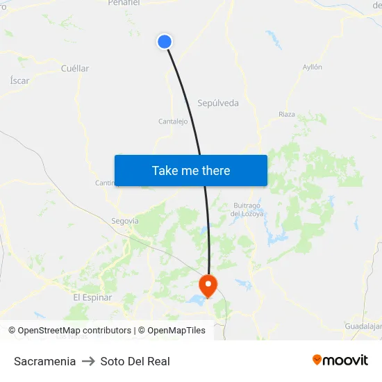 Sacramenia to Soto Del Real map