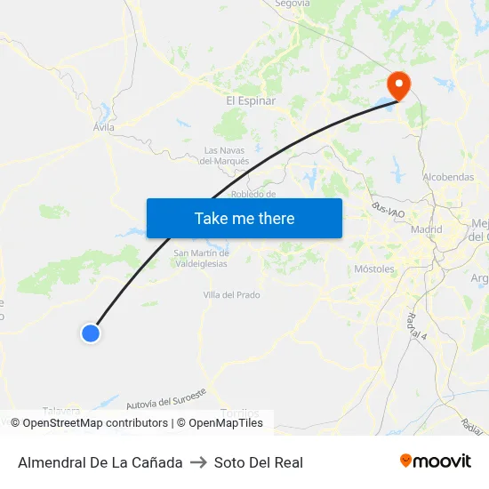 Almendral De La Cañada to Soto Del Real map
