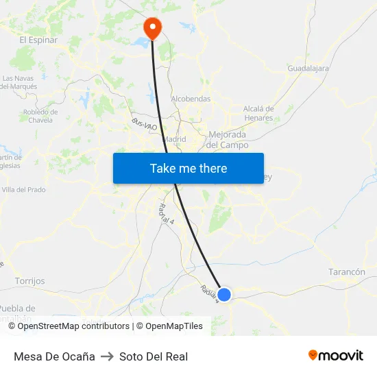 Mesa De Ocaña to Soto Del Real map
