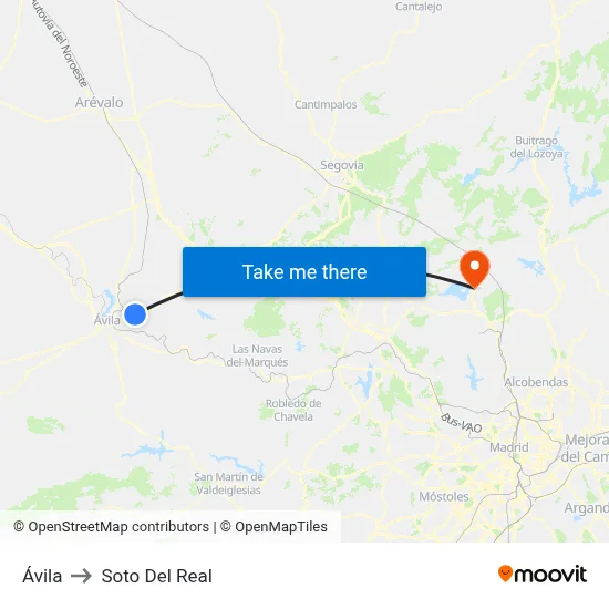 Ávila to Soto Del Real map