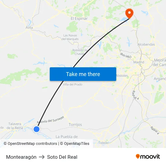 Montearagón to Soto Del Real map