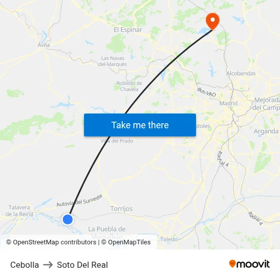 Cebolla to Soto Del Real map
