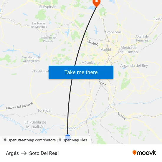 Argés to Soto Del Real map