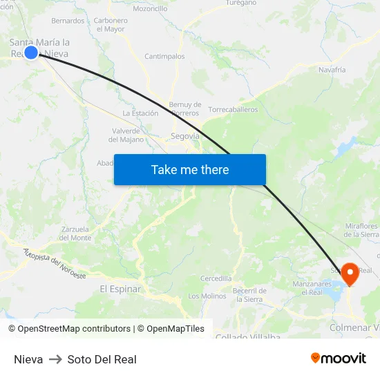 Nieva to Soto Del Real map