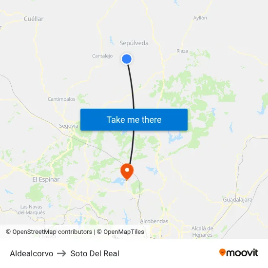 Aldealcorvo to Soto Del Real map