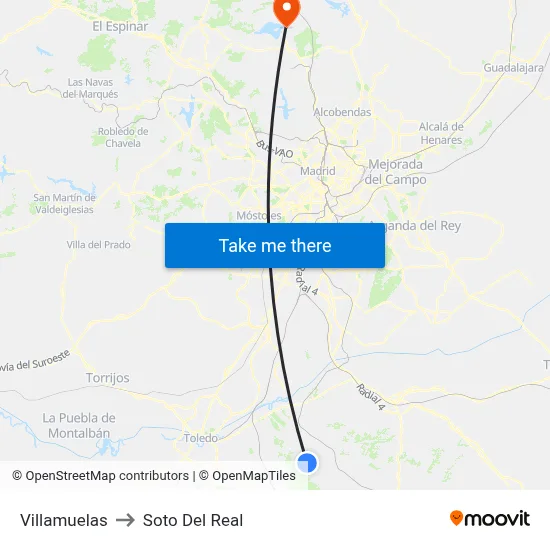Villamuelas to Soto Del Real map