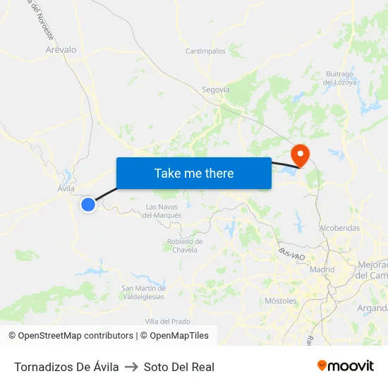 Tornadizos De Ávila to Soto Del Real map