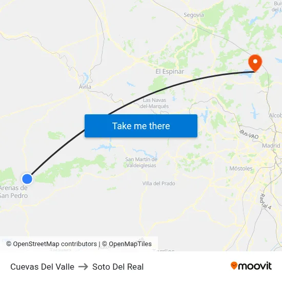 Cuevas Del Valle to Soto Del Real map