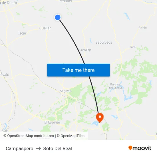 Campaspero to Soto Del Real map