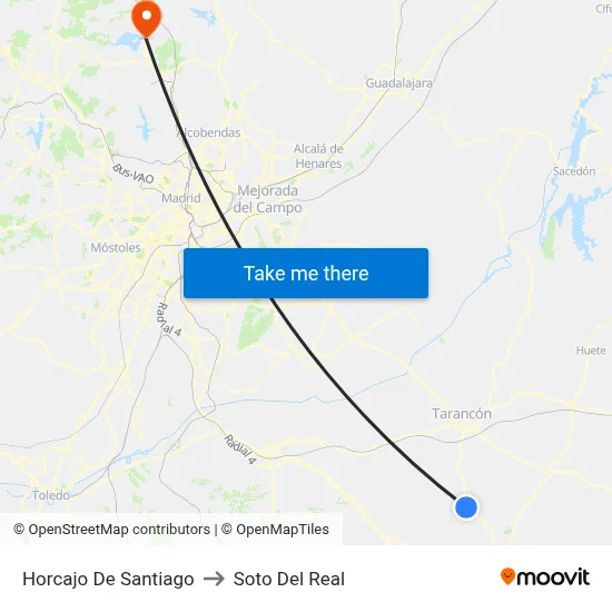 Horcajo De Santiago to Soto Del Real map