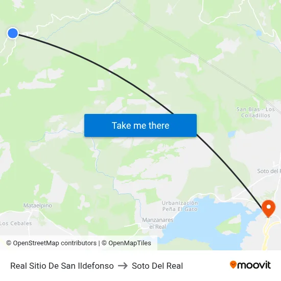 Real Sitio De San Ildefonso to Soto Del Real map
