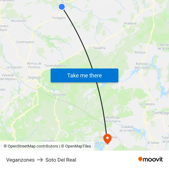 Veganzones to Soto Del Real map