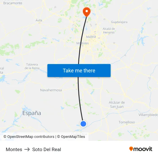 Montes to Soto Del Real map