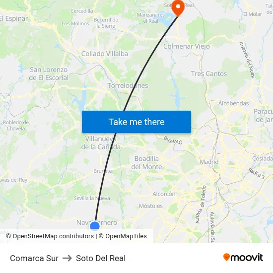Comarca Sur to Soto Del Real map