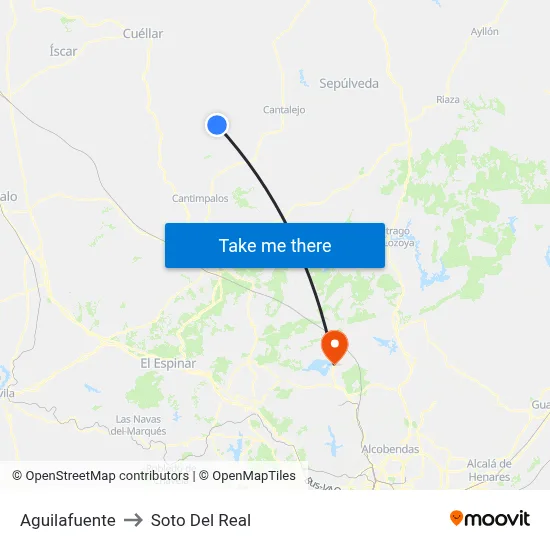 Aguilafuente to Soto Del Real map