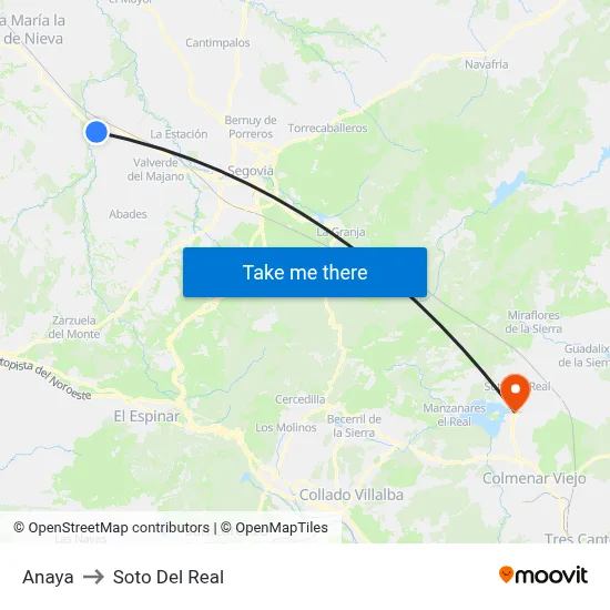 Anaya to Soto Del Real map