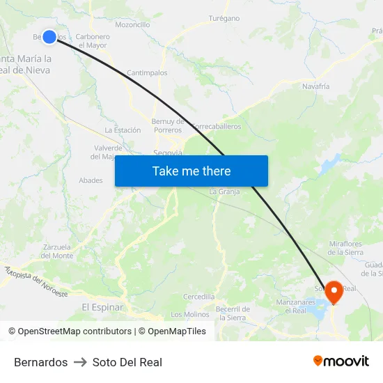 Bernardos to Soto Del Real map