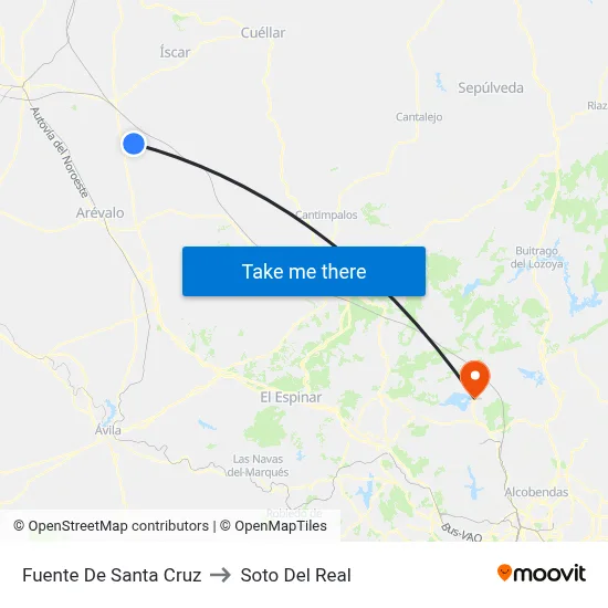 Fuente De Santa Cruz to Soto Del Real map