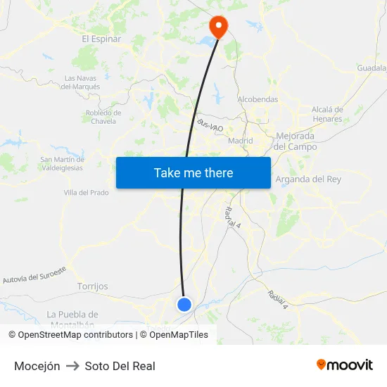 Mocejón to Soto Del Real map