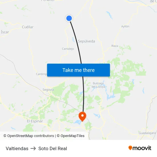 Valtiendas to Soto Del Real map