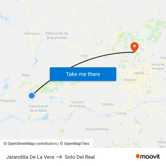 Jarandilla De La Vera to Soto Del Real map