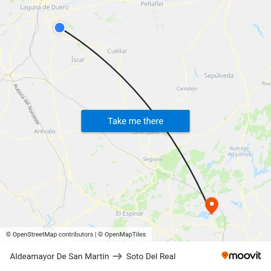 Aldeamayor De San Martín to Soto Del Real map