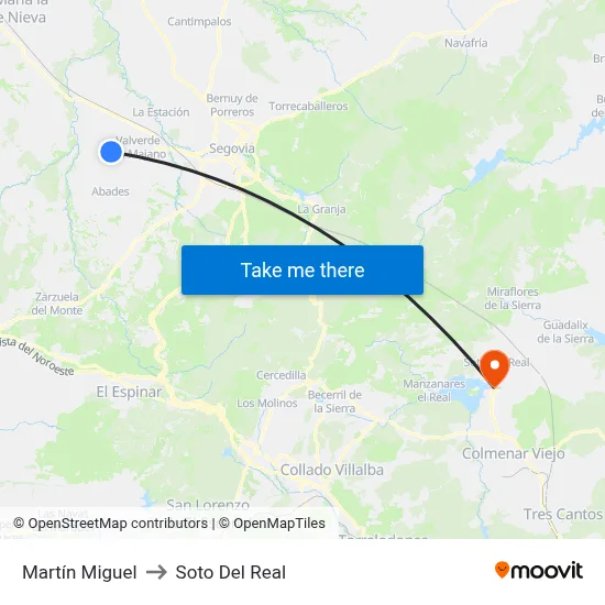 Martín Miguel to Soto Del Real map