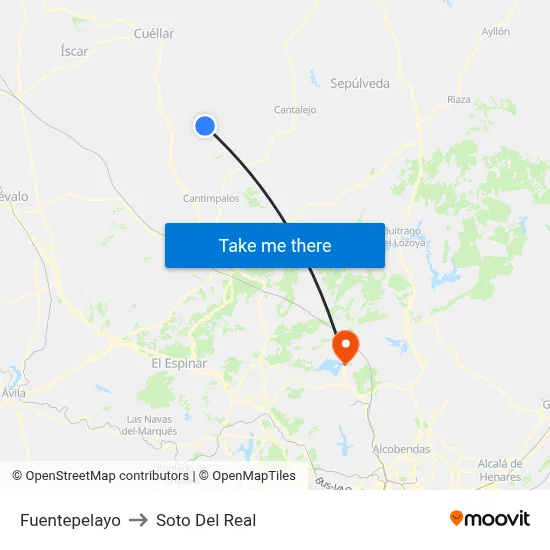 Fuentepelayo to Soto Del Real map