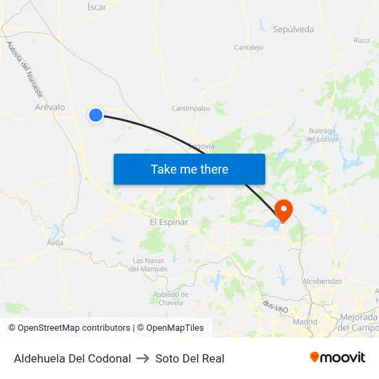 Aldehuela Del Codonal to Soto Del Real map