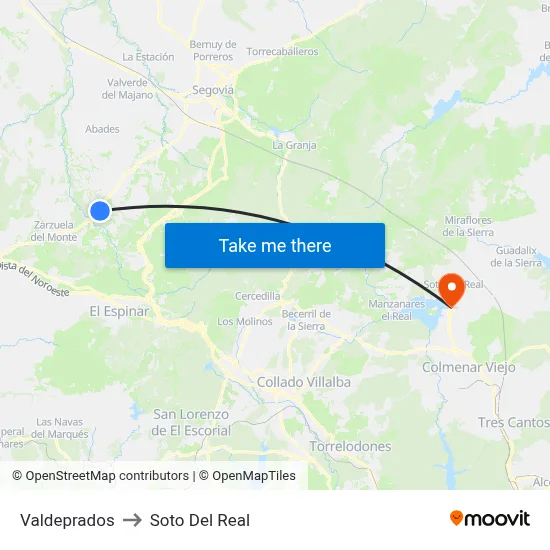 Valdeprados to Soto Del Real map