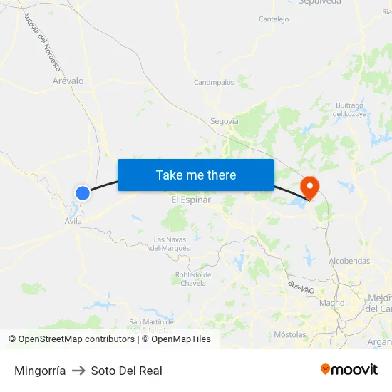 Mingorría to Soto Del Real map