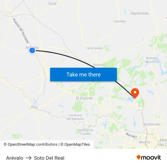 Arévalo to Soto Del Real map