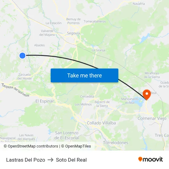 Lastras Del Pozo to Soto Del Real map