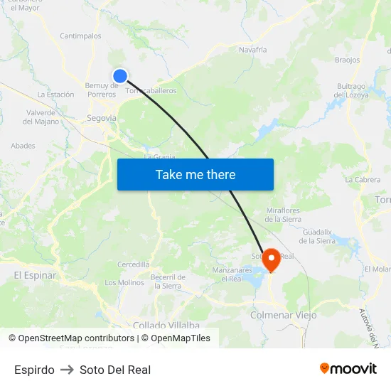 Espirdo to Soto Del Real map