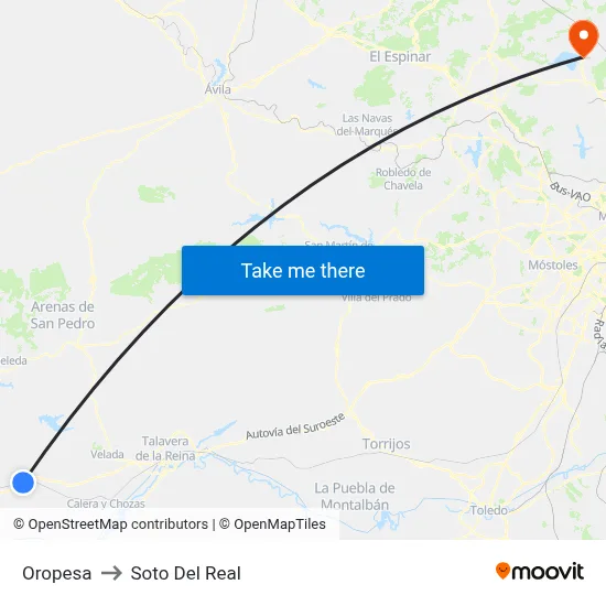Oropesa to Soto Del Real map