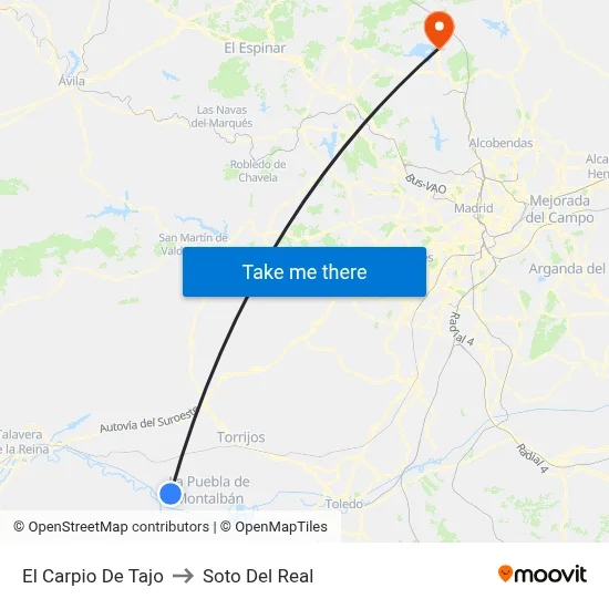 El Carpio De Tajo to Soto Del Real map