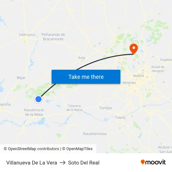Villanueva De La Vera to Soto Del Real map