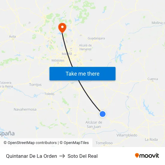 Quintanar De La Orden to Soto Del Real map