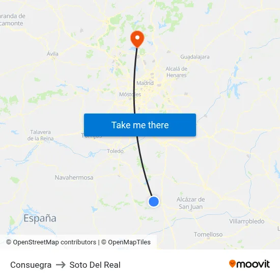 Consuegra to Soto Del Real map