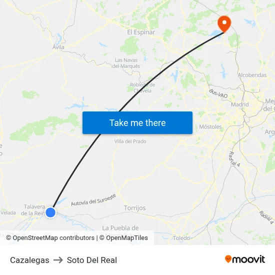Cazalegas to Soto Del Real map