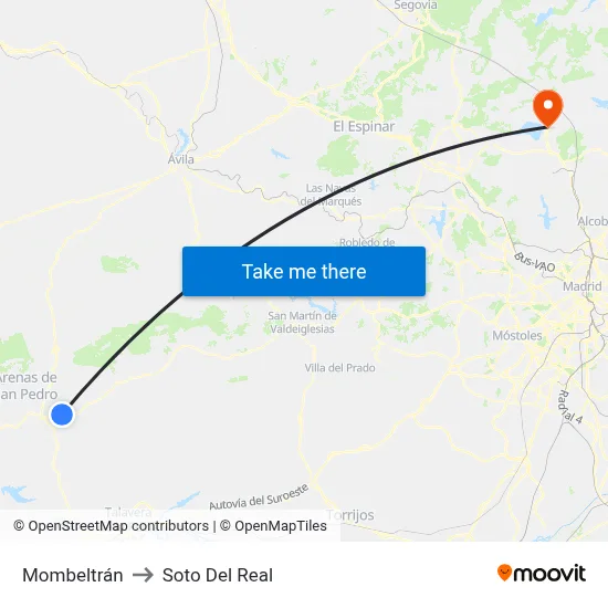 Mombeltrán to Soto Del Real map